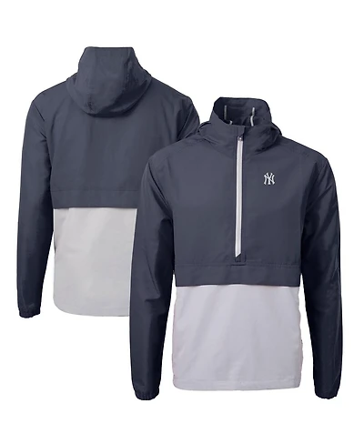 Cutter & Buck Men's Navy/Gray New York Yankees Charter Eco Half-Zip Anorak Jacket