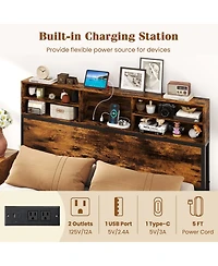 Slickblue Metal Platform Bed Frame with Storage Headboard