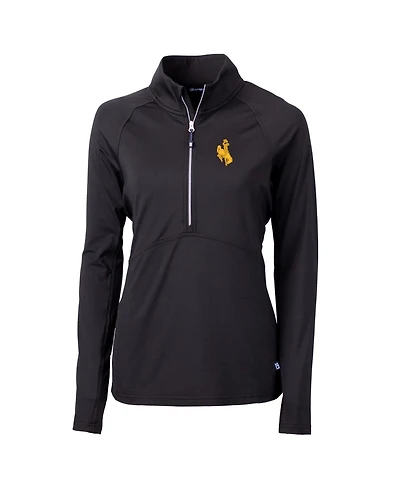 Cutter & Buck Women's Black Wyoming Cowboys Adapt Eco Knit Half-Zip Pullover Jacket