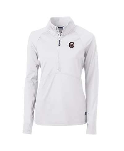 Cutter & Buck Women's White South Carolina Gamecocks Adapt Eco Knit Half-Zip Pullover Jacket