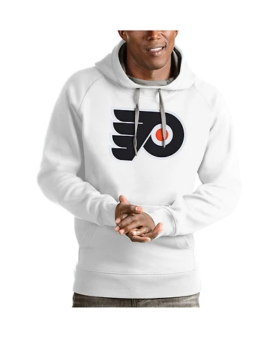 Antigua Men's White Philadelphia Flyers Logo Victory Pullover Hoodie