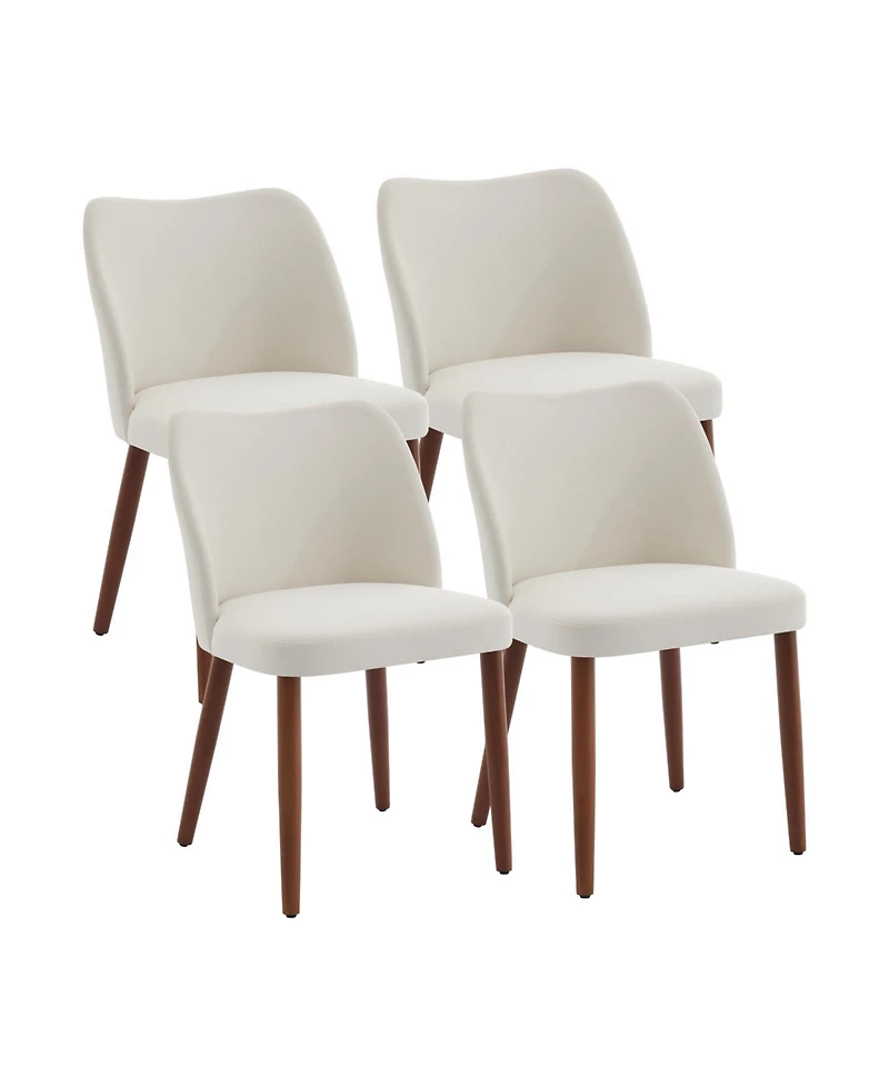 gaomon Dining Chair Set of 4, Linen Upholstered Dining Chair with Solid Wood Legs, Wing Backrest