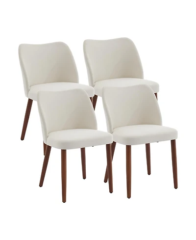 gaomon Dining Chair Set of 4, Linen Upholstered Dining Chair with Solid Wood Legs, Wing Backrest