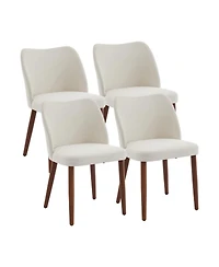 gaomon Dining Chair Set of 4, Linen Upholstered Dining Chair with Solid Wood Legs, Wing Backrest