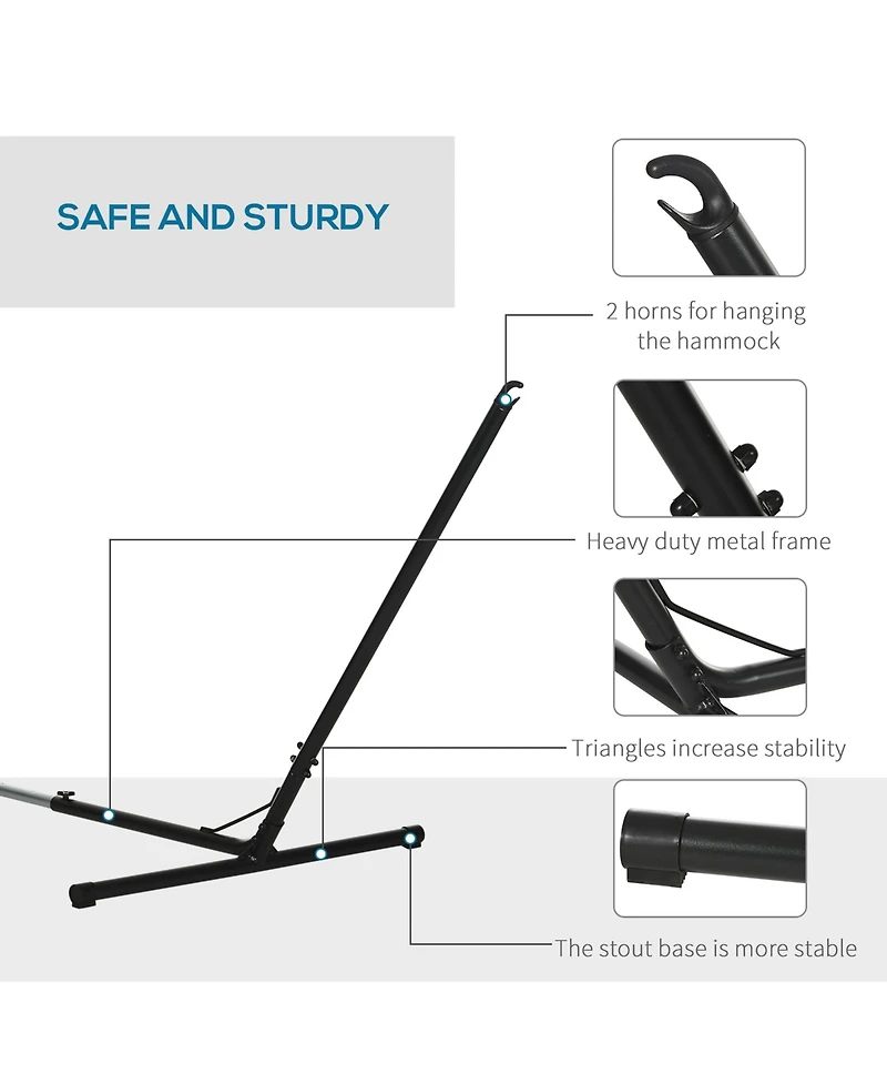 Outsunny Universal Hammock Stand 10-13ft Adjustable Steel Stand Space-Saving and Portable Carrying for Indoor and Outdoor Use, Black