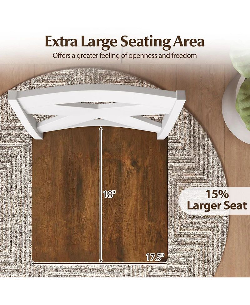 Slickblue Set of 2 Rubberwood Swivel Barstools with Backrest & Wide Seat