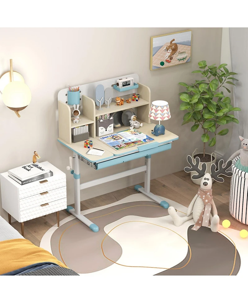 Gouun Kids Wood Rolling Folding Computer Standing Desk with Drawers