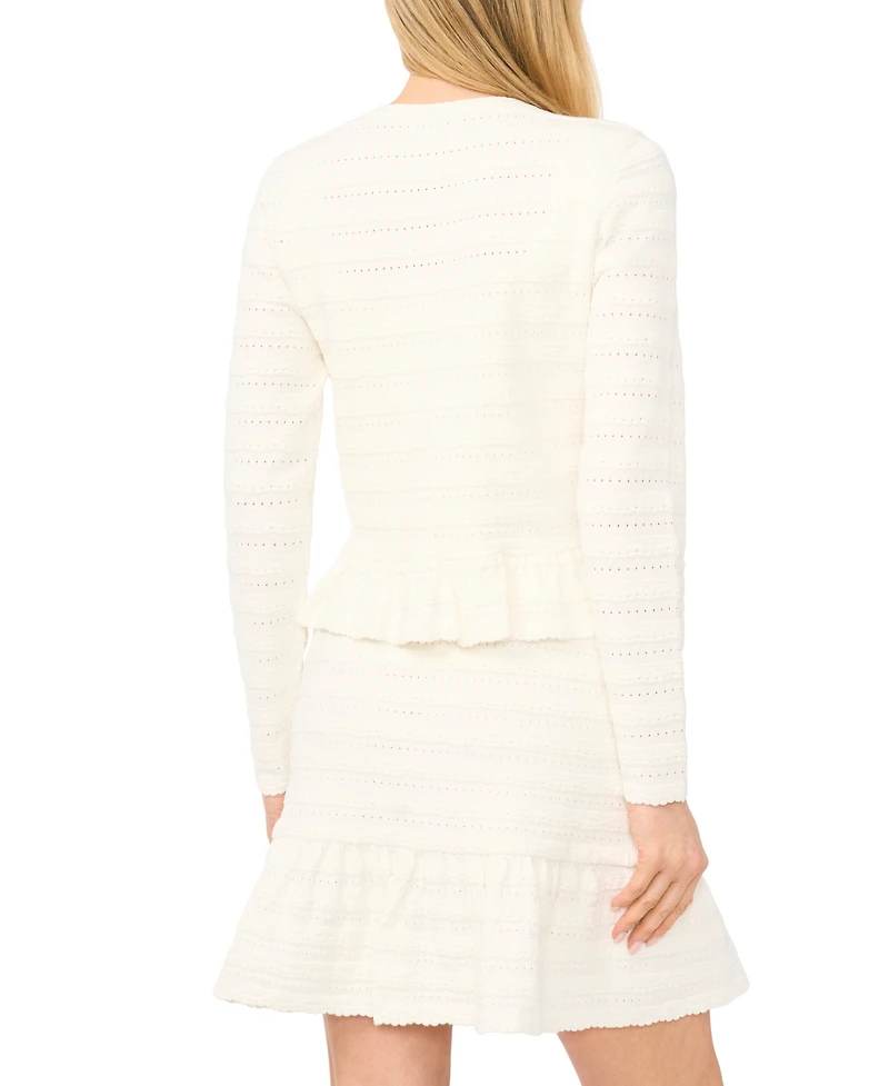 CeCe Women's Long-Sleeve Crew Neck Cardigan