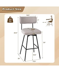 Slickblue 2 Piece 29 Inch Counter Height Upholstered Swivel Bar Stool Set