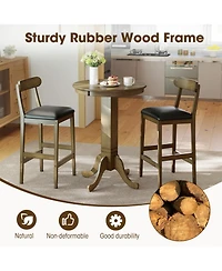 Slickblue Modern Bar Stools Set of 2 with Upholstered Seat, Rubber Wood Legs and Footrest