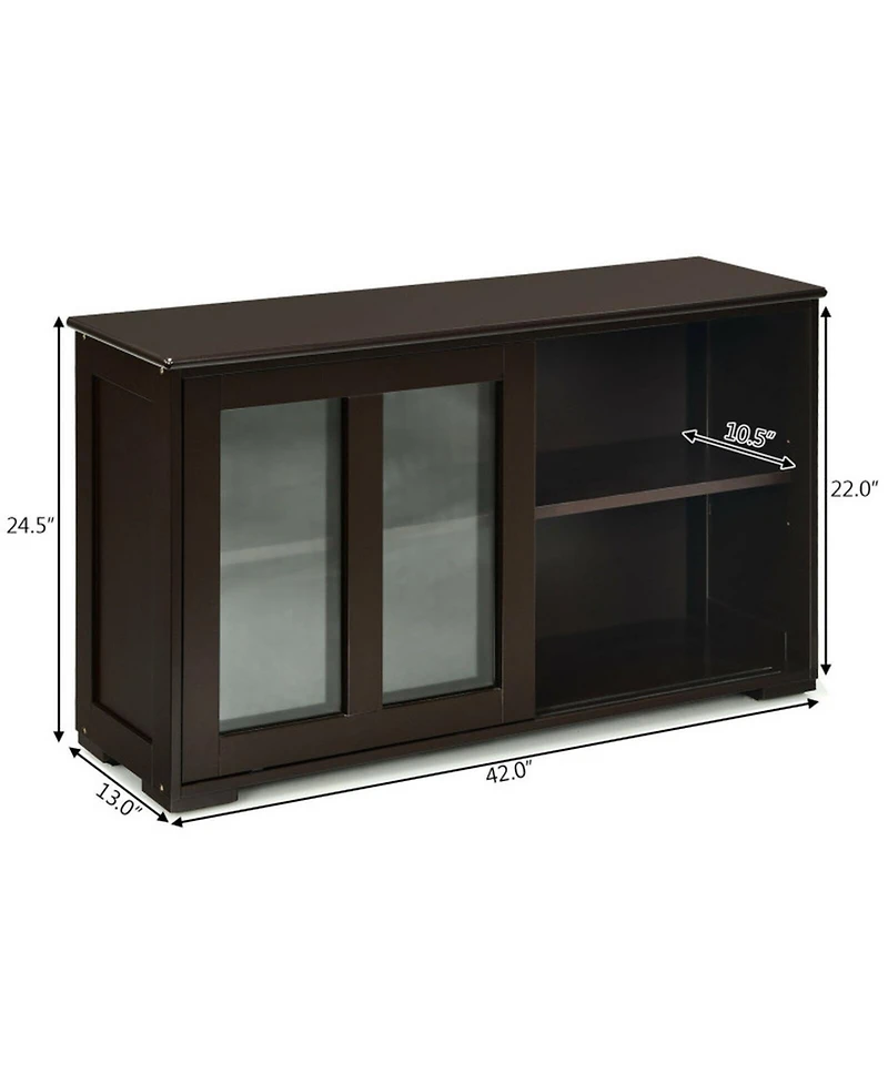 Gouun Sliding Glass Door Sideboard Buffet Cabinet with Adjustable Shelves