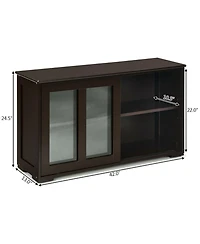 Gouun Sliding Glass Door Sideboard Buffet Cabinet with Adjustable Shelves