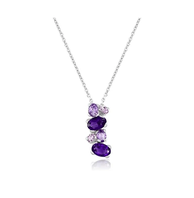 Simona Multi Gemstone Oval Sterling Silver Necklace