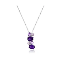 Simona Multi Gemstone Oval Sterling Silver Necklace