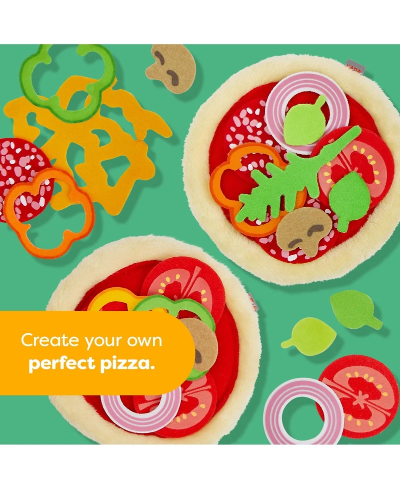 Haba Pizza Play Food Set for Kids Play Kitchen - Felt Toy Food Pizza with Toppings and Wooden Kids Kitchen Accessories for Ages 3+