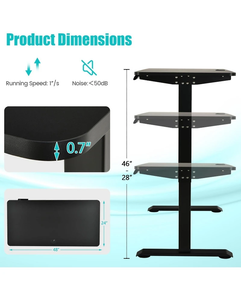 Gouun Wood Electric Height Adjustable Standing Desk with Memory Preset