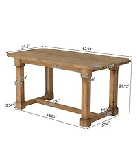 Tribesigns 63" Solid Wood Dining Table, Rectangular Kitchen Table with Sturdy Legs, Rustic Wooden Dinner Tables