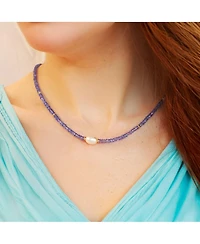 The Lovery Tanzanite Bead Pearl Necklace 14K Yellow Gold