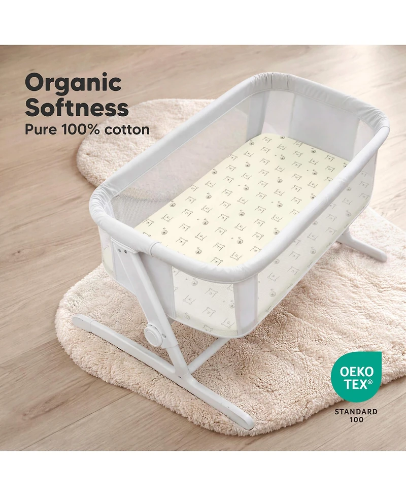 KeaBabies Bassinet Sheet for Boys, Girls, 2-Pack Soothe Bassinet Sheets for Baby Delight Dreamer Bedside Sleeper, Rectangle 32x21