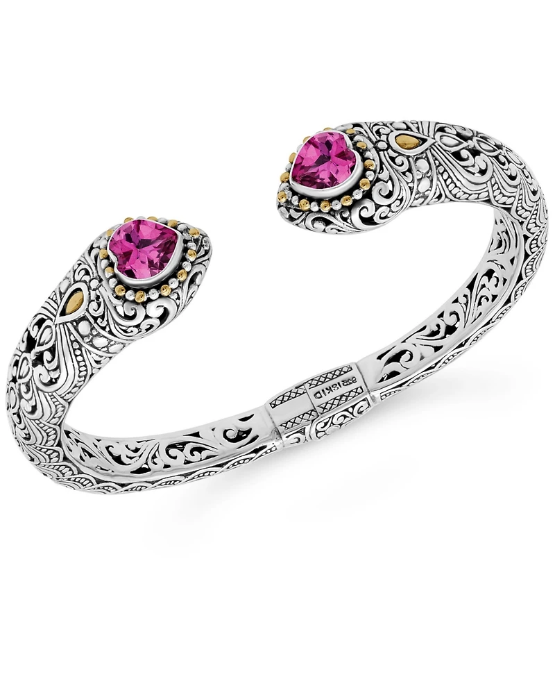 Devata Topaz and Lovina Cuff Bracelet Sterling Silver 18K Gold Accents