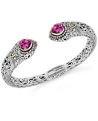 Devata Topaz and Lovina Cuff Bracelet Sterling Silver 18K Gold Accents
