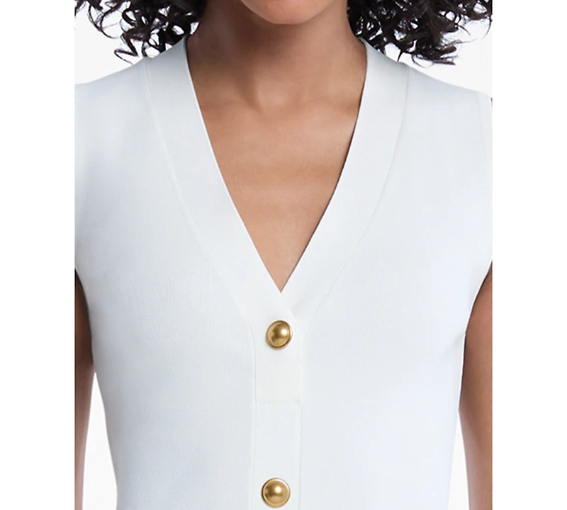 Michael Kors Women's V-Neck Sleeveless Midi Dress