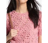 Michael Kors Women's Embellished Faux Crochet Short-Sleeve Dress