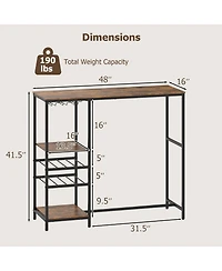 Slickblue Long Bar Table with Storage Shelves, Bar Height Dining Table for Kitchen and Dining Area