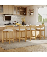 Slickblue Set of 2 Velvet Counter Bar Stools with Backrest and Footrest