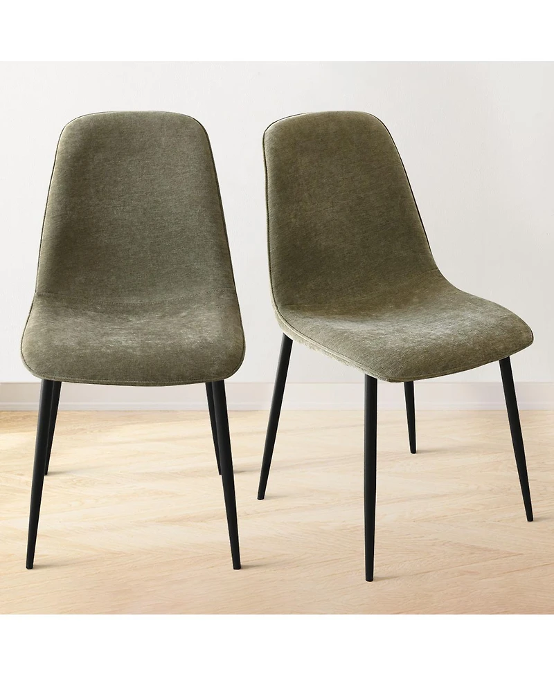 Maison Boucle 19.5" Seat Height Chenille Dining Side Chairs Set of 2, Metal Legs