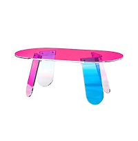 Sugift Iridescent Acrylic Coffee Table, Thick Panel