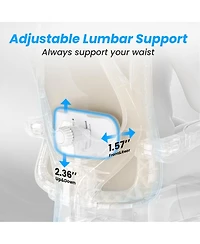 Flynama Khaki Mesh Office Chair with Footrest,Adjustable Lumbar Support Chair