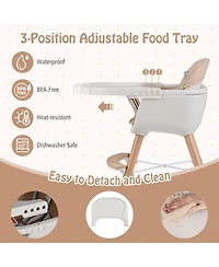 Gouun Baby 6-in-1 Convertible Wooden High Chair with Detachable Legs