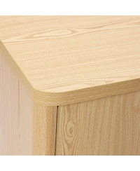 LuxenHome Natural Wood Finish 2-Door Storage Cabinet, Manufactured Wood Organizer for Home and Office