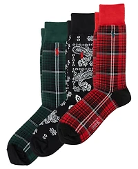 Polo Ralph Lauren Men's Chopped Bandana and Plaid Pattern Socks, 3-Pack