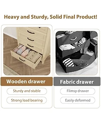 gaomon 5 Drawer Vertical Dresser, 41.3" Tall Modern Wooden Storage Chest for Bedroom Living Room