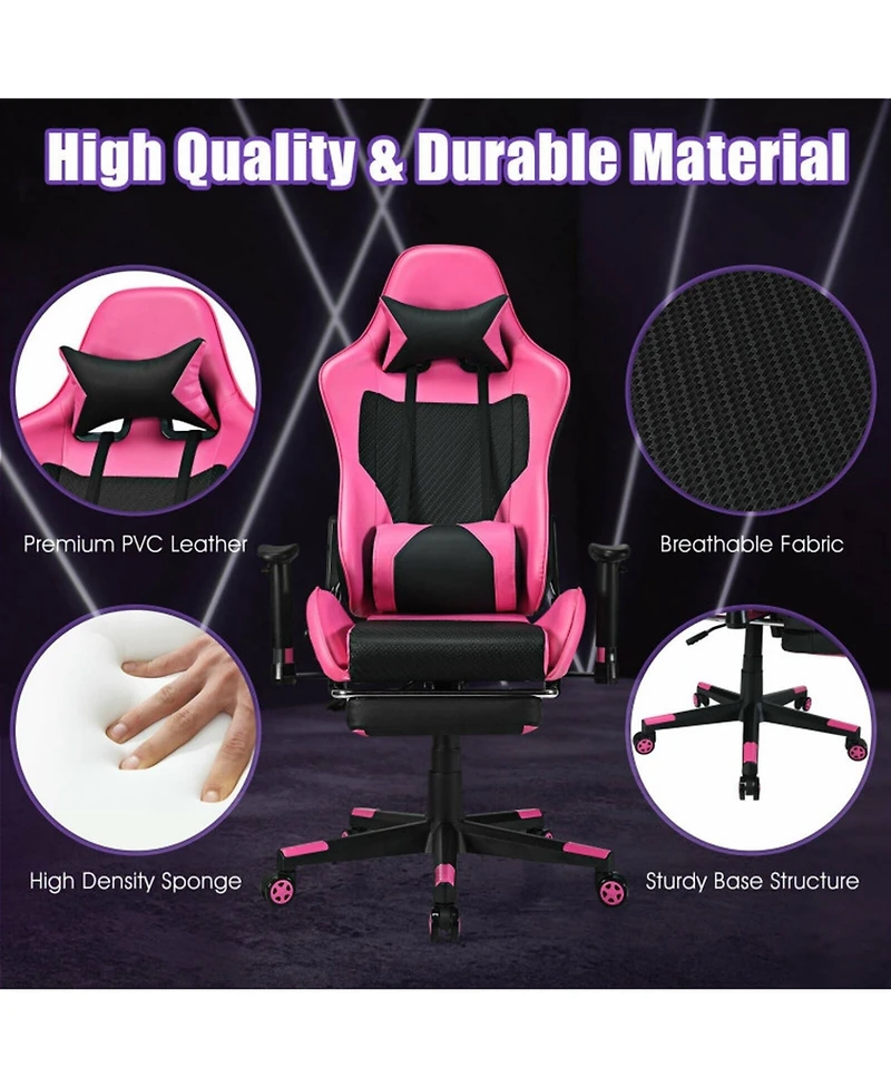 Gouun Metal Frame Ergonomic Gaming Chair with Massage Lumbar Pillow and Footrest