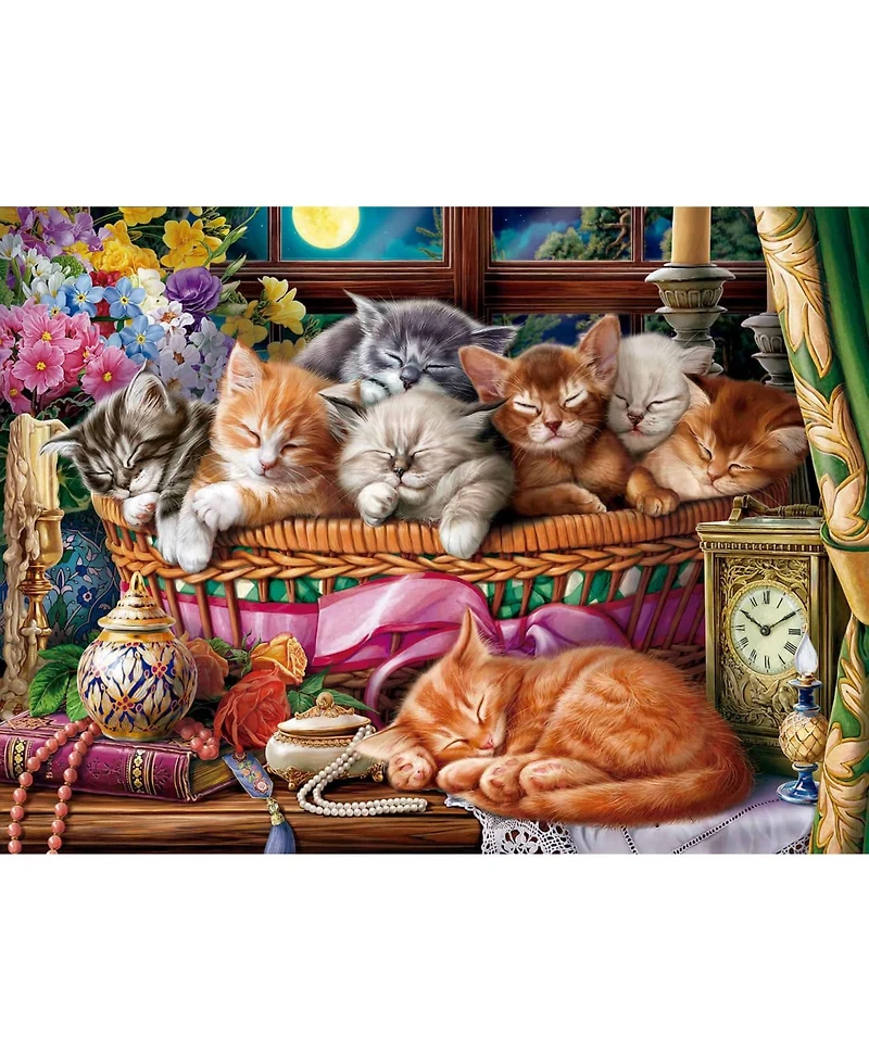 SunsOut Night Kittens 500 piece Jigsaw Puzzle for Adults
