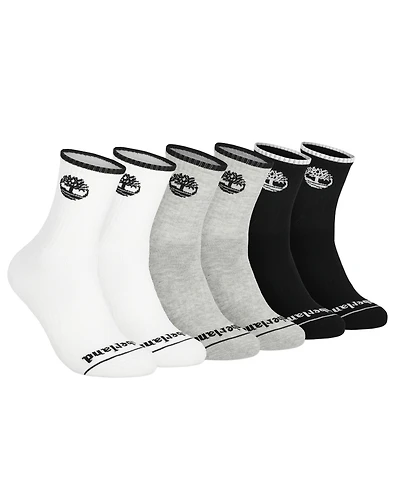 Timberland Men's 6-Pack Tipped High Quarter Logo Sock