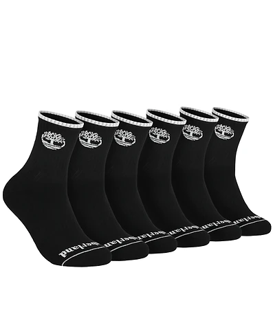 Timberland Men's 6-Pack Tipped High Quarter Logo Sock