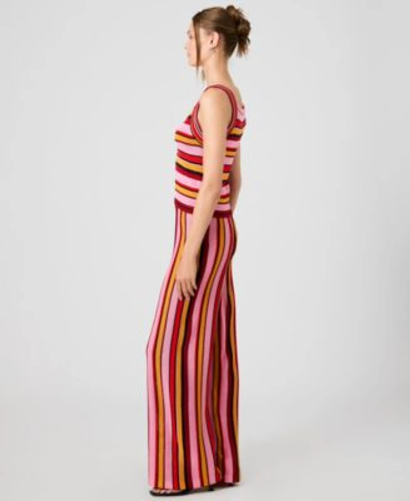 French Connection Womens Striped Sleeveless Top Motley Knit Striped Flare Pants
