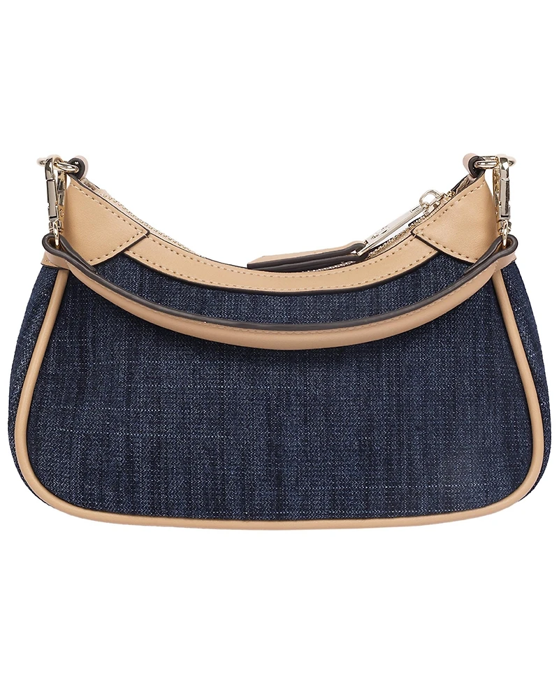 True Religion Blair Denim and Pu Shoulder Bag Logo Mini with Detachable Strap