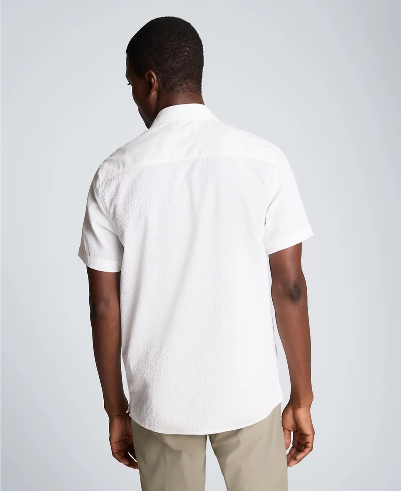 Kenneth Cole Men's Seersucker Point Collar Shirt