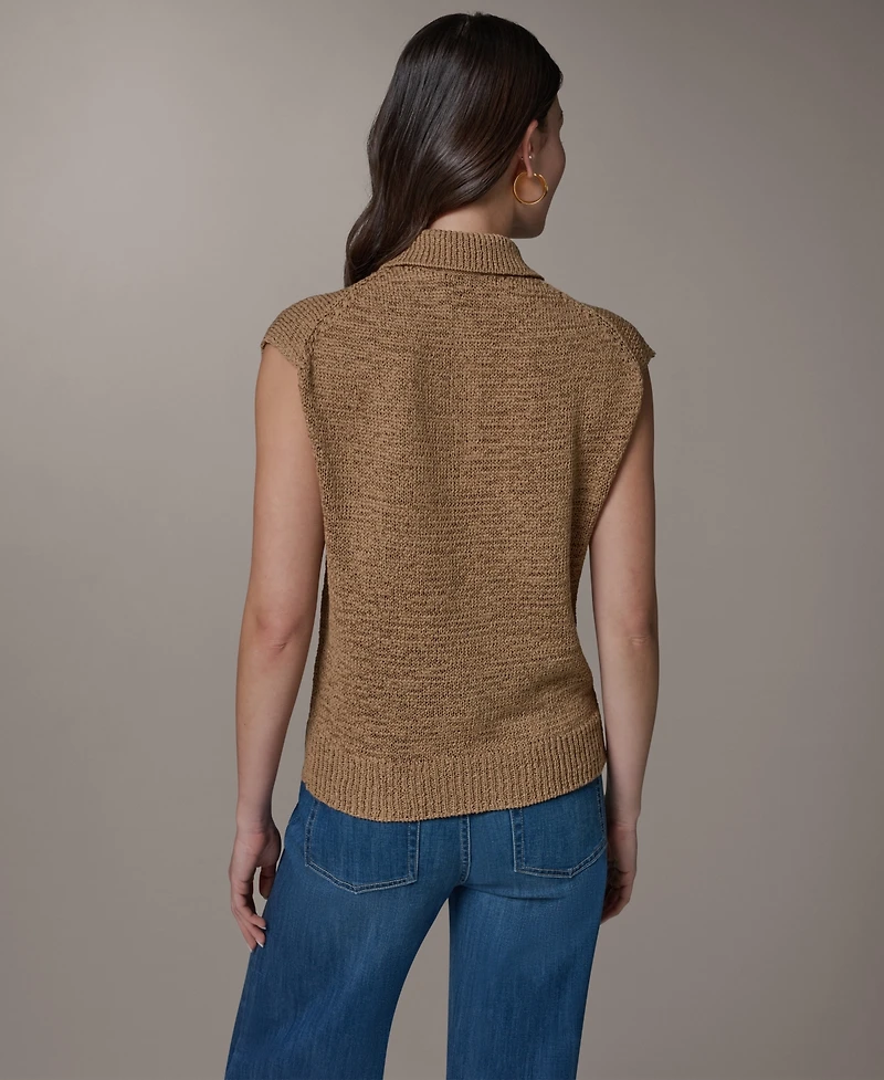 Donna Karan Weekend Women's Sleeveless Polyester Polo Sweater
