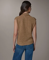 Donna Karan Weekend Women's Sleeveless Polyester Polo Sweater