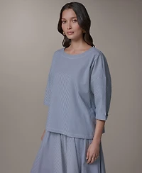 Donna Karan Weekend Women's Striped Boat Neck Top