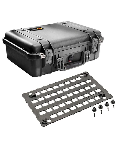 Pelican 1500 Watertight Hard Case with Foam Insert, Bundle with 1500MP Ez Click Molle Panel Lid Organizer