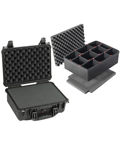 Pelican 1450 Watertight Hard Case with Foam Insert, Bundle with TrekPak Case Divider Kit