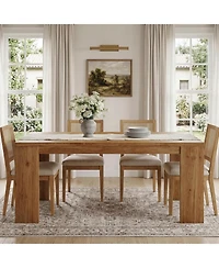 Tribesigns 63 Inches Solid Wood Dining Table for 4-6, Farmhouse Rectangular Kitchen Dinner Table with Heavy-Duty Legs