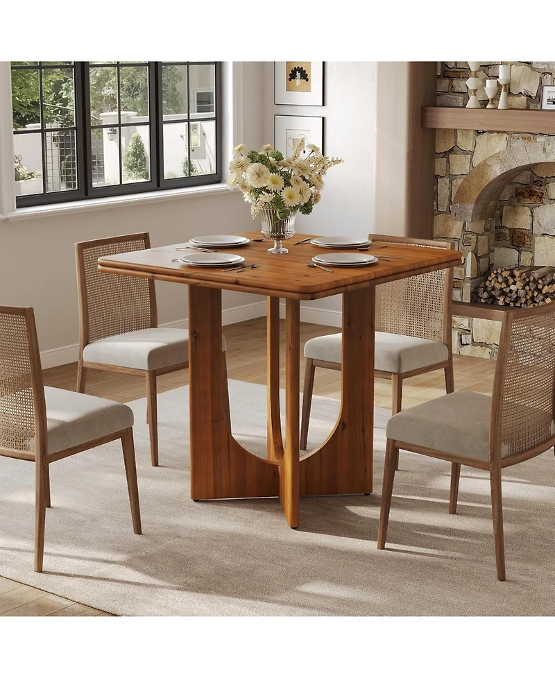Tribesigns Wooden Square Dining Table for 2-4 People, Small Dinner Table for Dining Room, Kitchen, Small Space